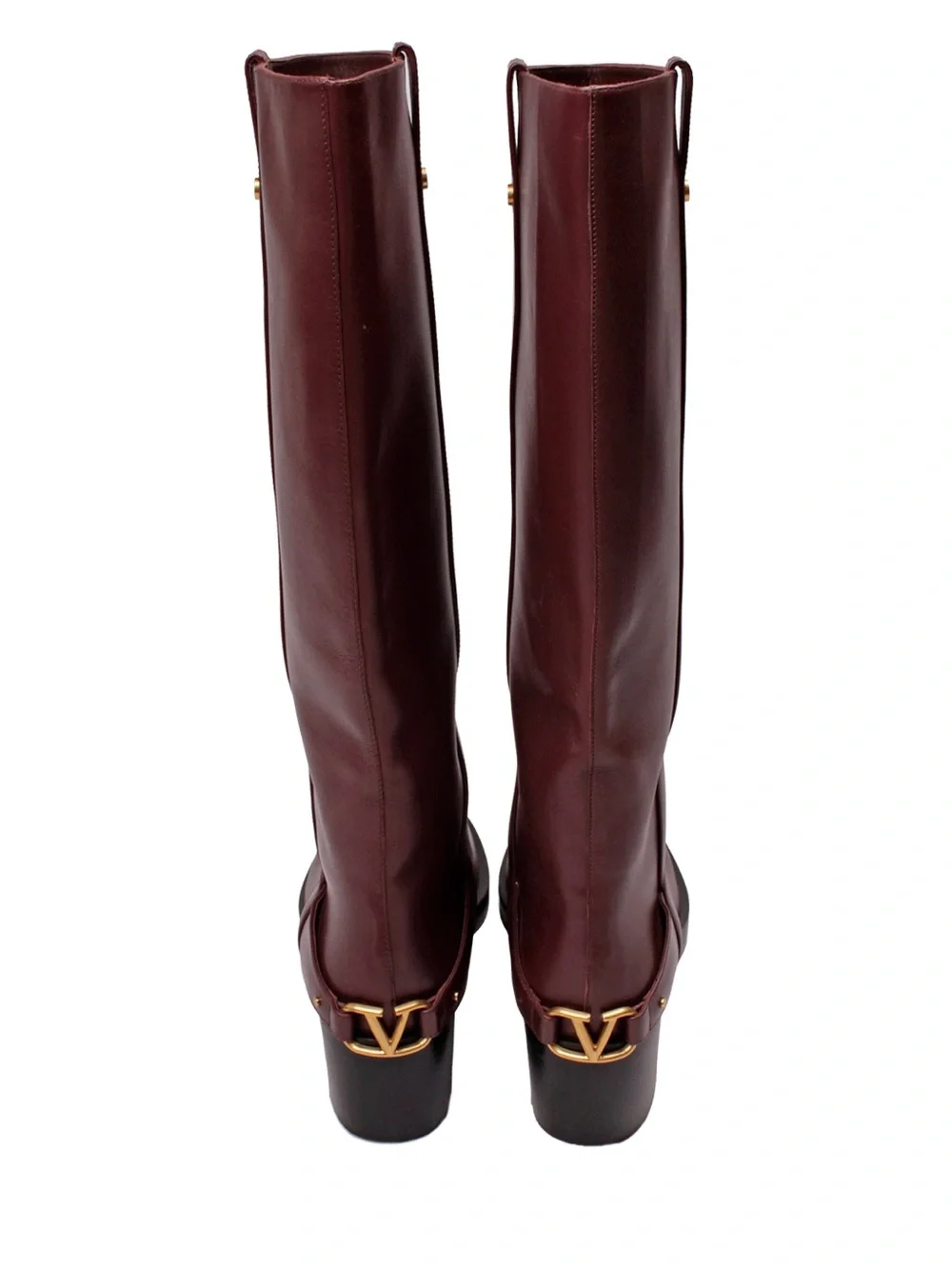 Valentino Troopup Burgundy Leather Riding Boots